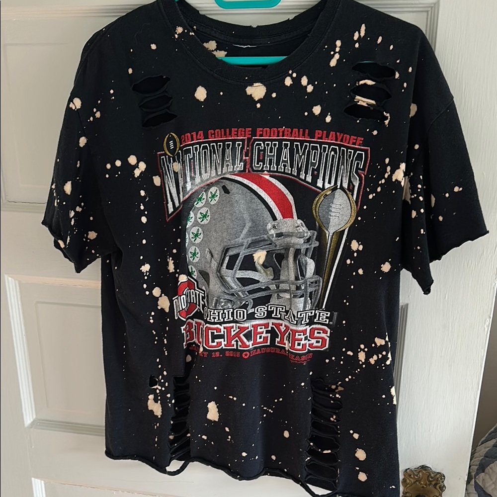 Ohio State Black Distressed Vintage Graphic Tee